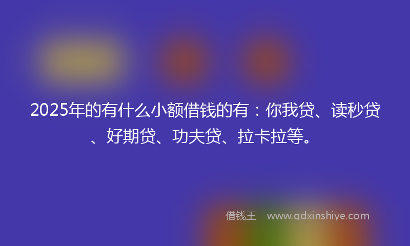 2025年的有什么小额借钱的有：你我贷、读秒贷、好期贷、功夫贷、拉卡拉等。