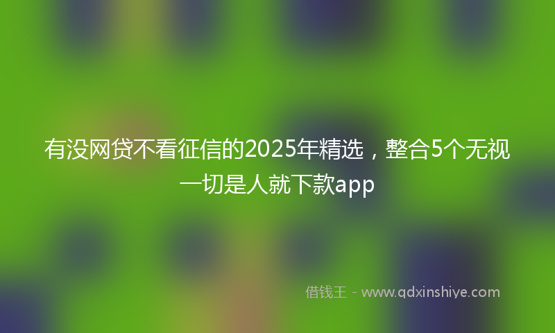 有没网贷不看征信的2025年精选，整合5个无视一切是人就下款app