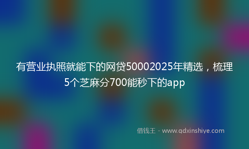 有营业执照就能下的网贷50002025年精选，梳理5个芝麻分700能秒下的app