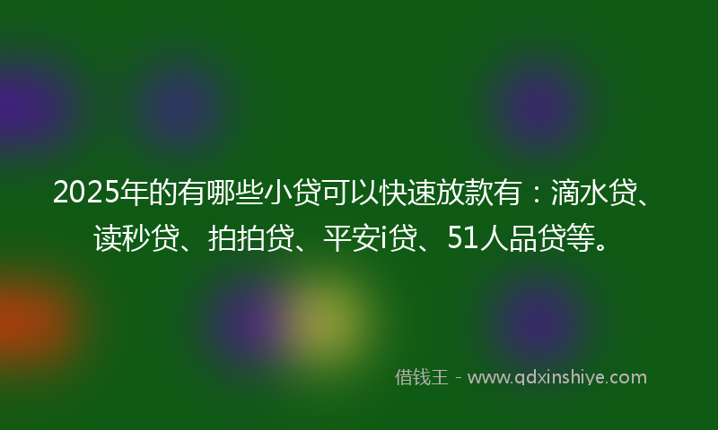 2025年的有哪些小贷可以快速放款有：滴水贷、读秒贷、拍拍贷、平安i贷、51人品贷等。