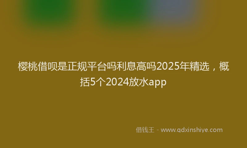 樱桃借呗是正规平台吗利息高吗2025年精选，概括5个2024放水app