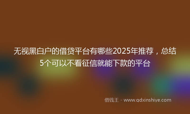 无视黑白户的借贷平台有哪些2025年推荐，总结5个可以不看征信就能下款的平台