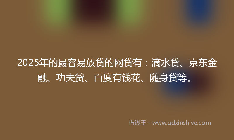 2025年的最容易放贷的网贷有：滴水贷、京东金融、功夫贷、百度有钱花、随身贷等。