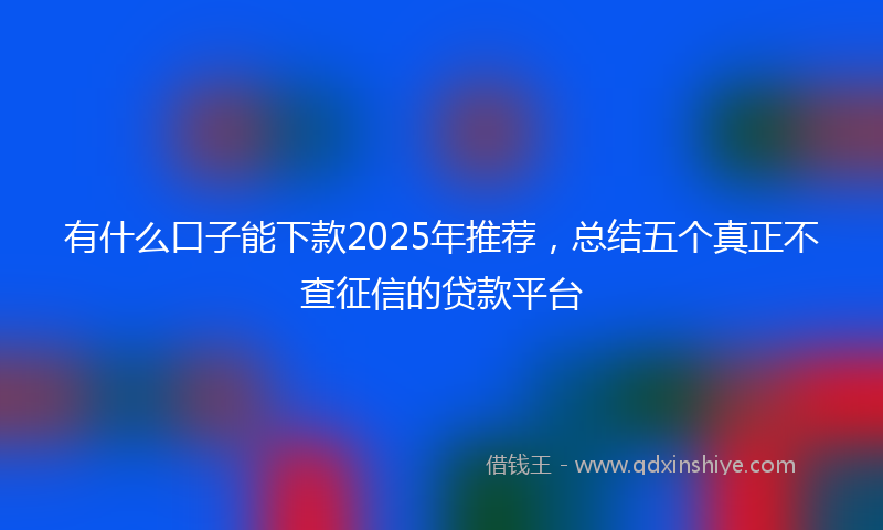 有什么口子能下款2025年推荐，总结五个真正不查征信的贷款平台