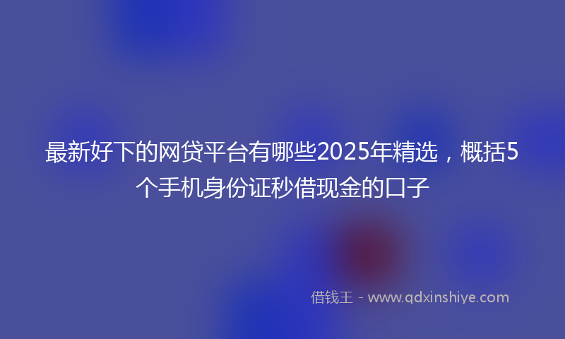 最新好下的网贷平台有哪些2025年精选，概括5个手机身份证秒借现金的口子