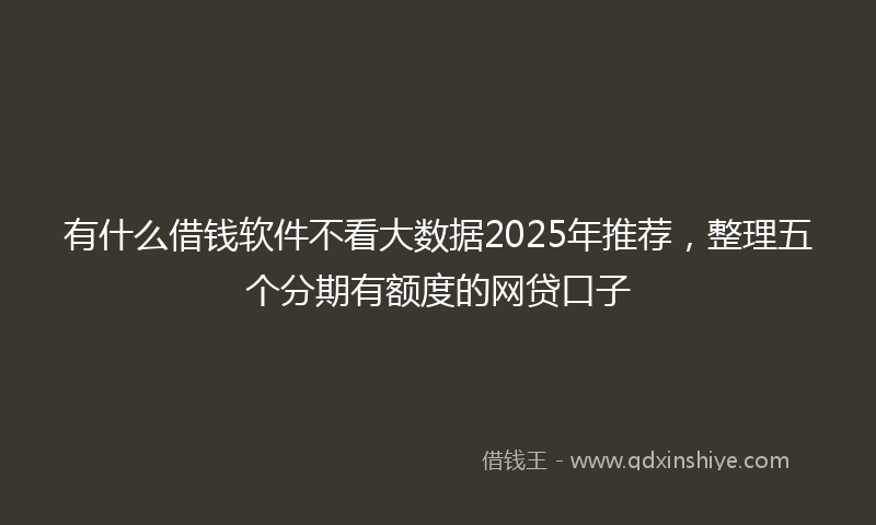 有什么借钱软件不看大数据2025年推荐，整理五个分期有额度的网贷口子