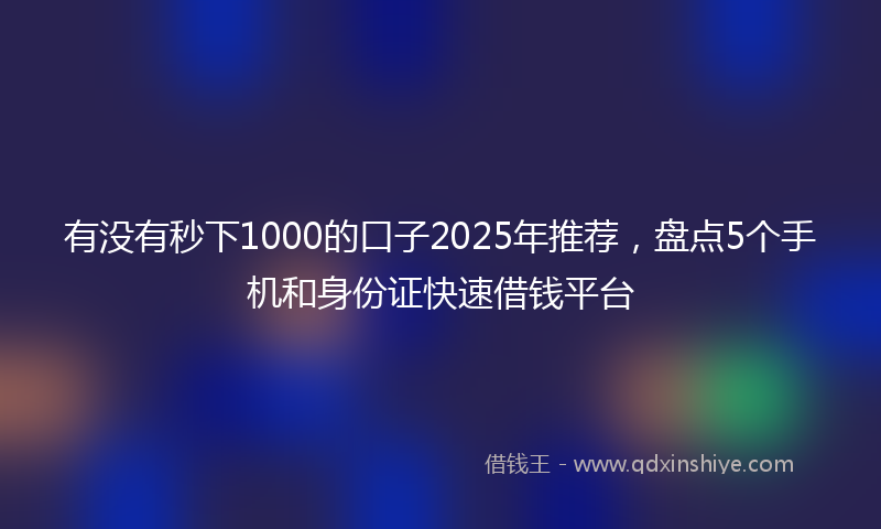 有没有秒下1000的口子2025年推荐，盘点5个手机和身份证快速借钱平台