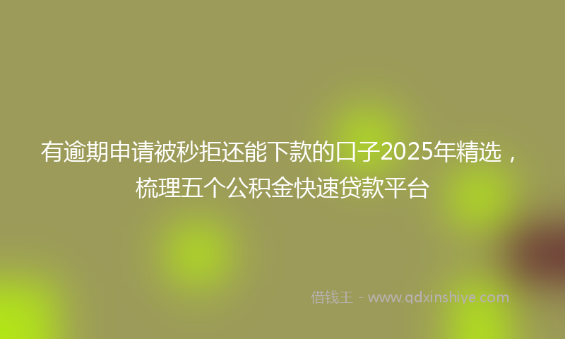 有逾期申请被秒拒还能下款的口子2025年精选，梳理五个公积金快速贷款平台