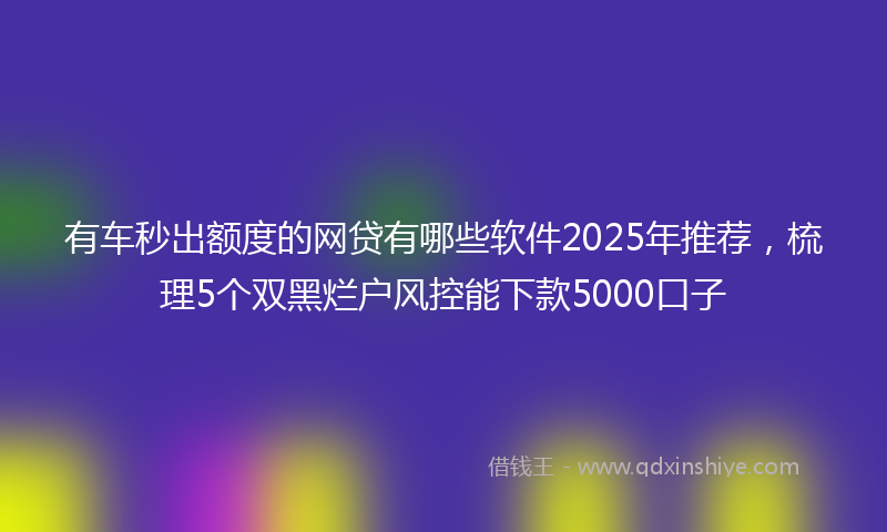 有车秒出额度的网贷有哪些软件2025年推荐，梳理5个双黑烂户风控能下款5000口子