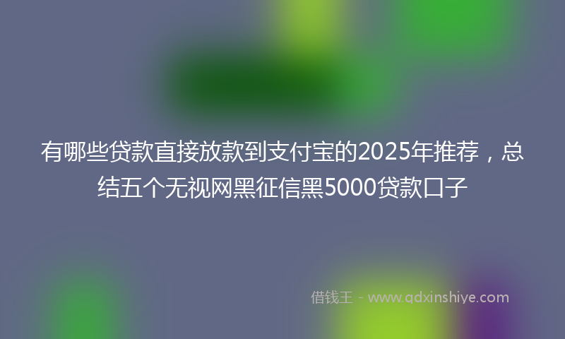 有哪些贷款直接放款到支付宝的2025年推荐，总结五个无视网黑征信黑5000贷款口子
