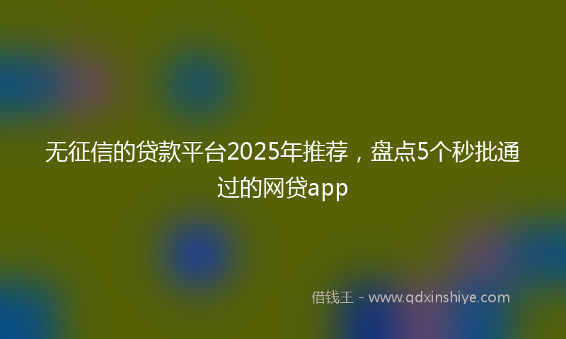 无征信的贷款平台2025年推荐，盘点5个秒批通过的网贷app