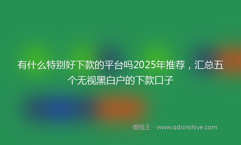 有什么特别好下款的平台吗2025年推荐，汇总五个无视黑白户的下款口子