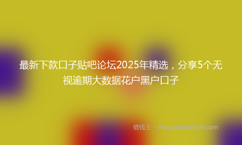 最新下款口子贴吧论坛2025年精选，分享5个无视逾期大数据花户黑户口子