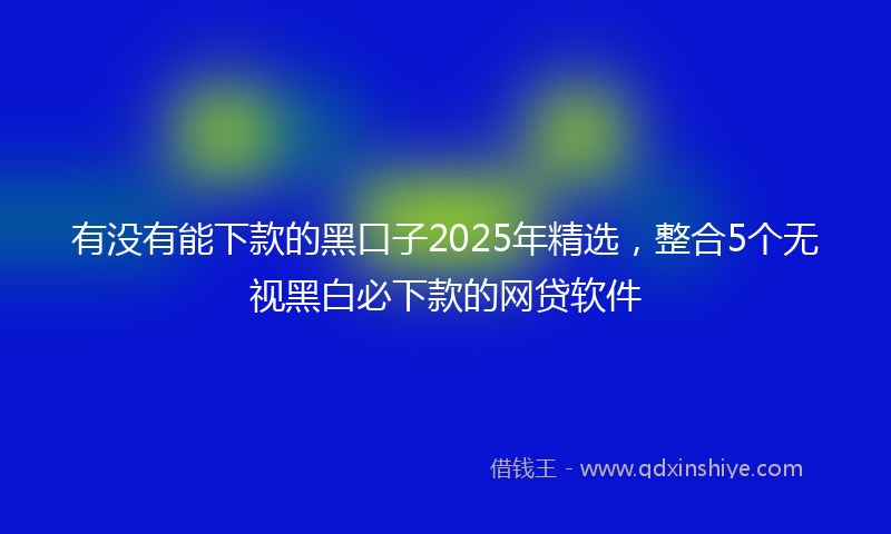有没有能下款的黑口子2025年精选，整合5个无视黑白必下款的网贷软件