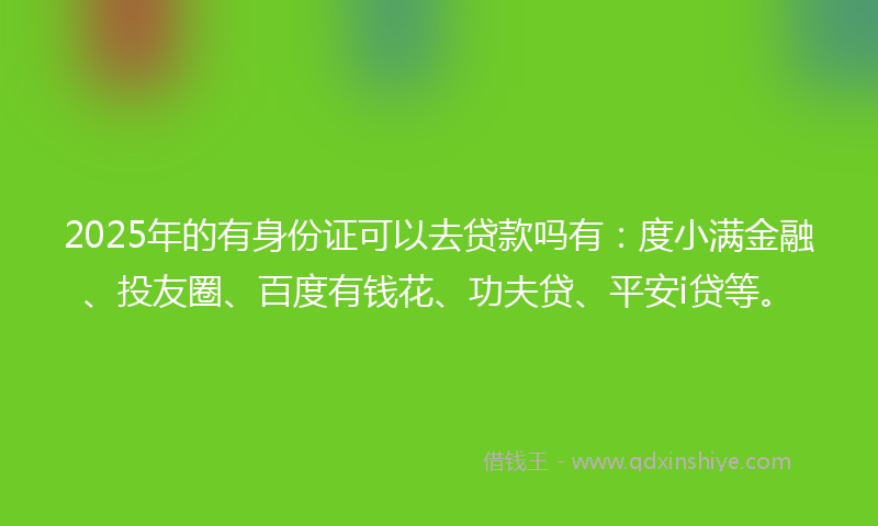 2025年的有身份证可以去贷款吗有：度小满金融、投友圈、百度有钱花、功夫贷、平安i贷等。
