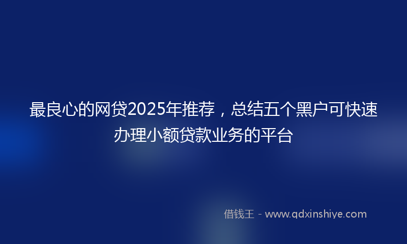 最良心的网贷2025年推荐，总结五个黑户可快速办理小额贷款业务的平台