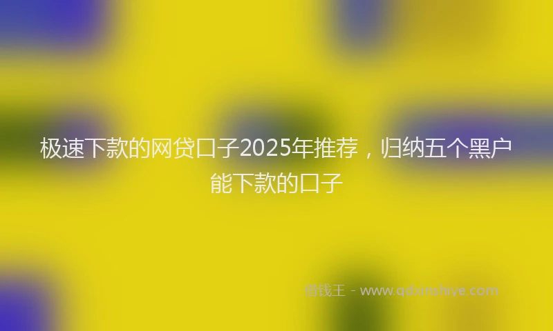极速下款的网贷口子2025年推荐，归纳五个黑户能下款的口子