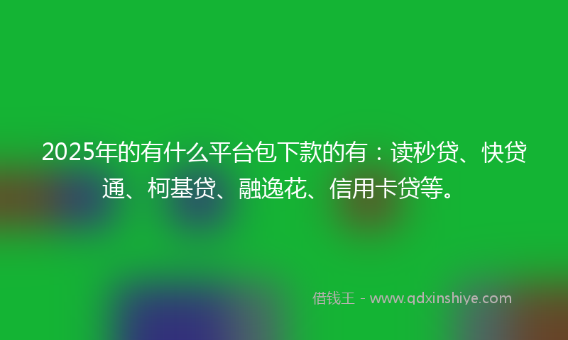 2025年的有什么平台包下款的有：读秒贷、快贷通、柯基贷、融逸花、信用卡贷等。