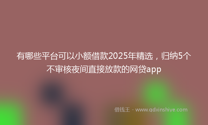 有哪些平台可以小额借款2025年精选，归纳5个不审核夜间直接放款的网贷app
