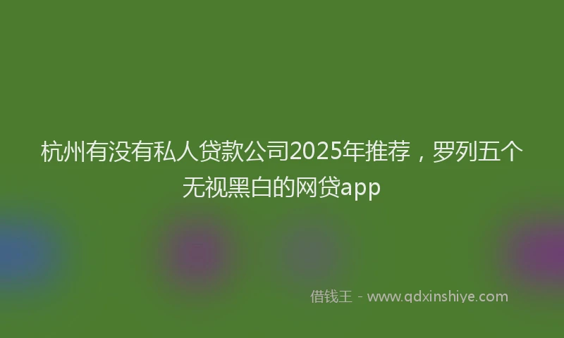 杭州有没有私人贷款公司2025年推荐，罗列五个无视黑白的网贷app