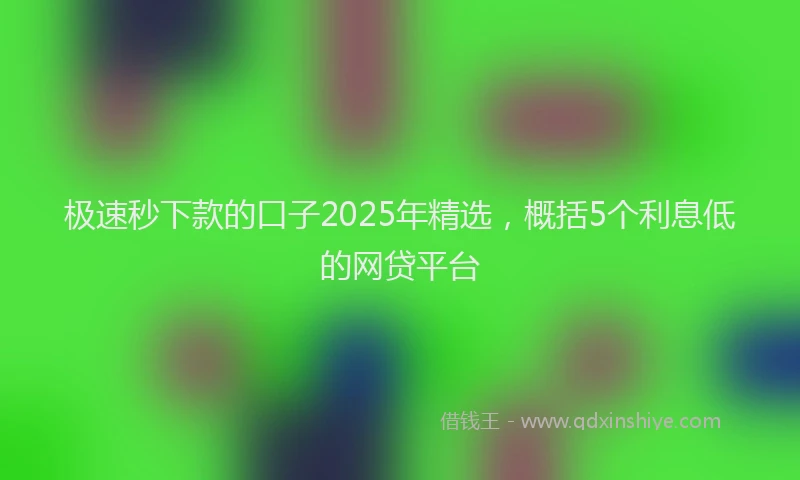 极速秒下款的口子2025年精选，概括5个利息低的网贷平台
