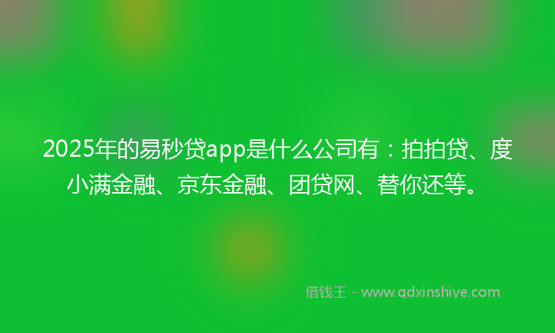 2025年的易秒贷app是什么公司有：拍拍贷、度小满金融、京东金融、团贷网、替你还等。