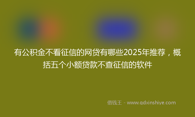 有公积金不看征信的网贷有哪些2025年推荐，概括五个小额贷款不查征信的软件