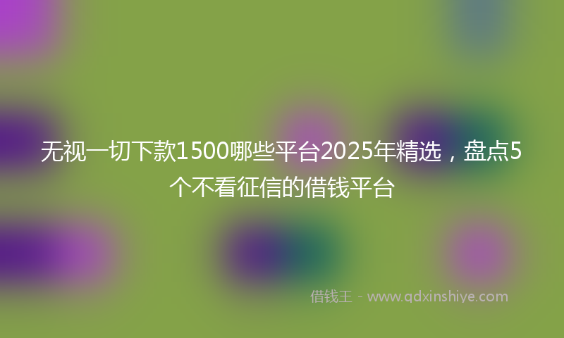 无视一切下款1500哪些平台2025年精选，盘点5个不看征信的借钱平台