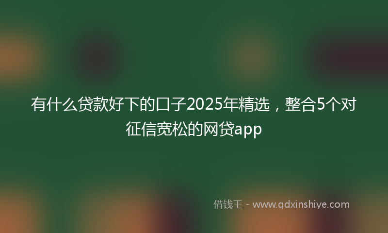 有什么贷款好下的口子2025年精选，整合5个对征信宽松的网贷app