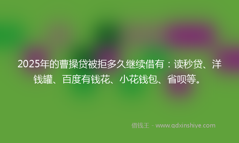 2025年的曹操贷被拒多久继续借有：读秒贷、洋钱罐、百度有钱花、小花钱包、省呗等。