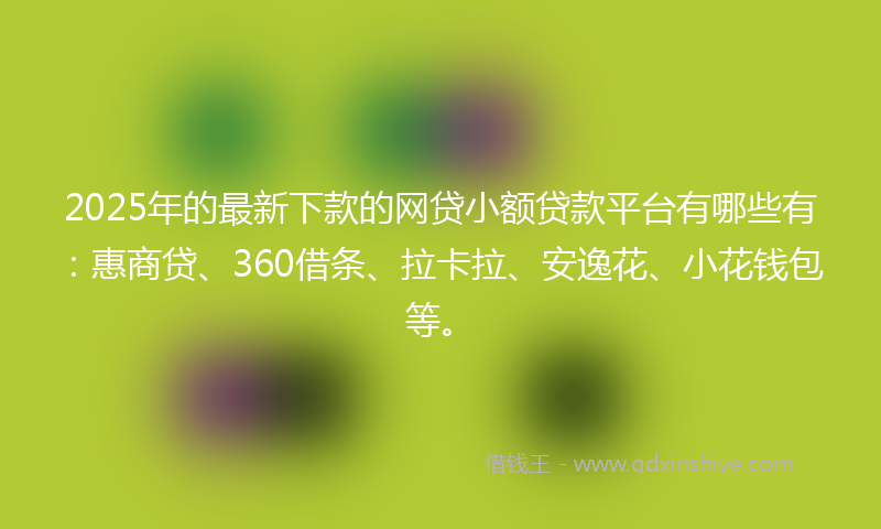 2025年的最新下款的网贷小额贷款平台有哪些有：惠商贷、360借条、拉卡拉、安逸花、小花钱包等。