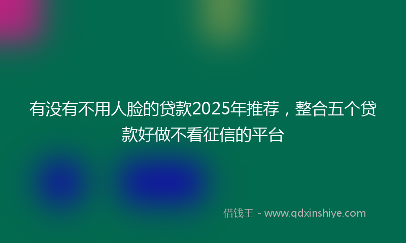 有没有不用人脸的贷款2025年推荐，整合五个贷款好做不看征信的平台