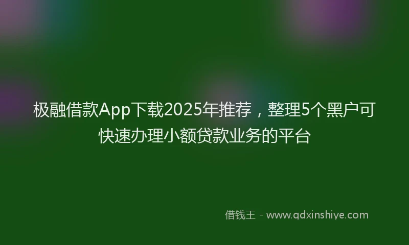 极融借款App下载2025年推荐，整理5个黑户可快速办理小额贷款业务的平台