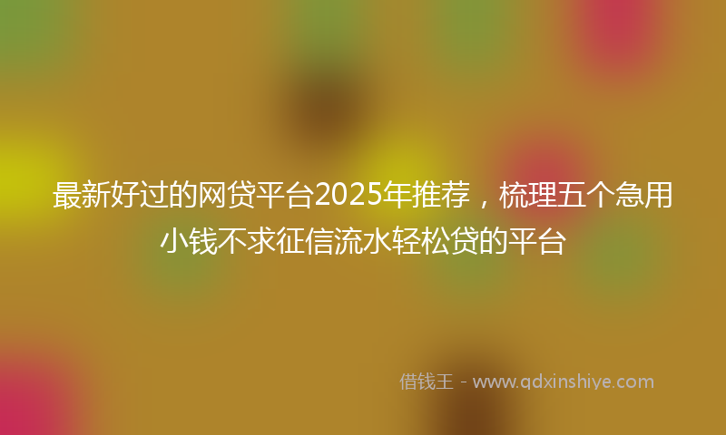 最新好过的网贷平台2025年推荐，梳理五个急用小钱不求征信流水轻松贷的平台