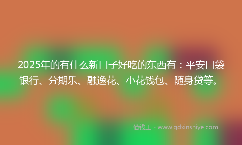 2025年的有什么新口子好吃的东西有：平安口袋银行、分期乐、融逸花、小花钱包、随身贷等。