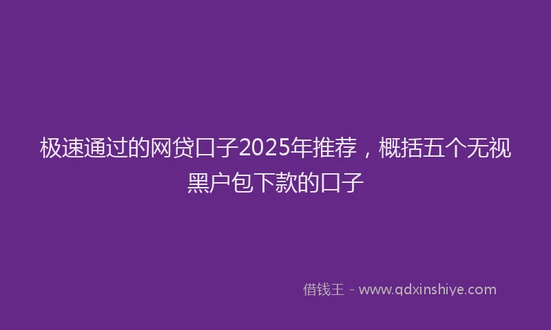 极速通过的网贷口子2025年推荐，概括五个无视黑户包下款的口子