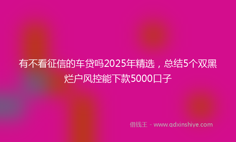 有不看征信的车贷吗2025年精选，总结5个双黑烂户风控能下款5000口子