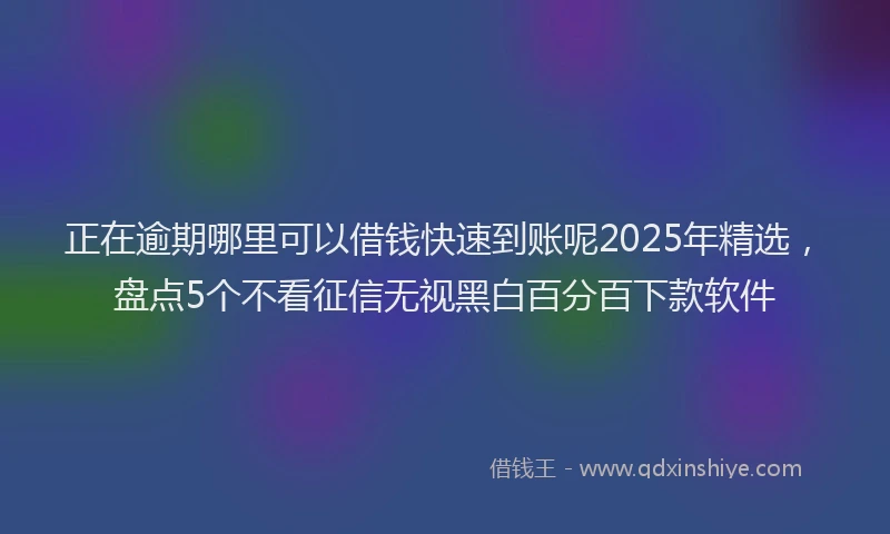 正在逾期哪里可以借钱快速到账呢2025年精选，盘点5个不看征信无视黑白百分百下款软件