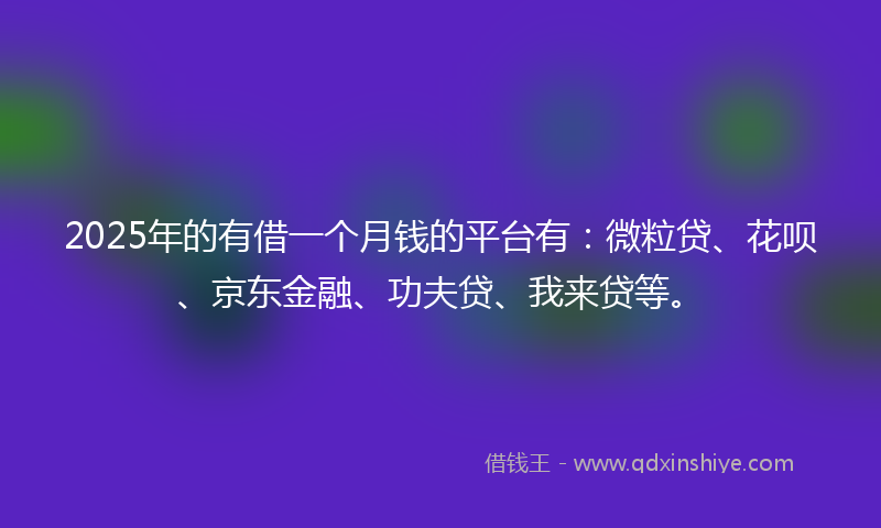 2025年的有借一个月钱的平台有：微粒贷、花呗、京东金融、功夫贷、我来贷等。