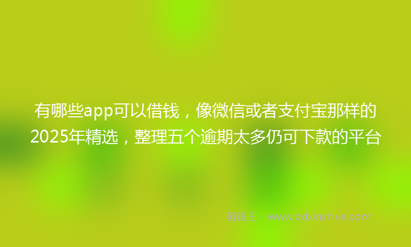 有哪些app可以借钱，像微信或者支付宝那样的2025年精选，整理五个逾期太多仍可下款的平台