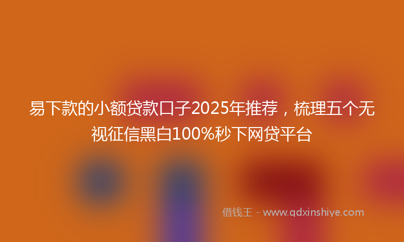 易下款的小额贷款口子2025年推荐，梳理五个无视征信黑白100%秒下网贷平台