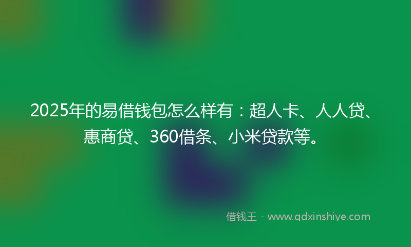 2025年的易借钱包怎么样有：超人卡、人人贷、惠商贷、360借条、小米贷款等。