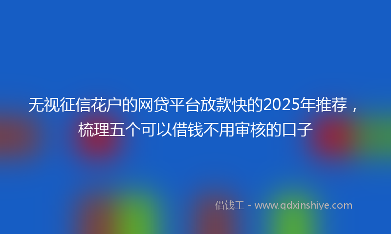 无视征信花户的网贷平台放款快的2025年推荐，梳理五个可以借钱不用审核的口子