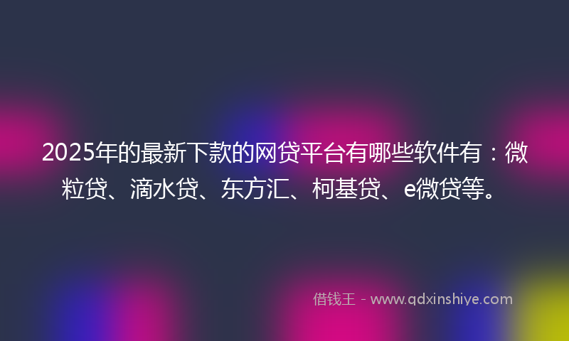 2025年的最新下款的网贷平台有哪些软件有：微粒贷、滴水贷、东方汇、柯基贷、e微贷等。