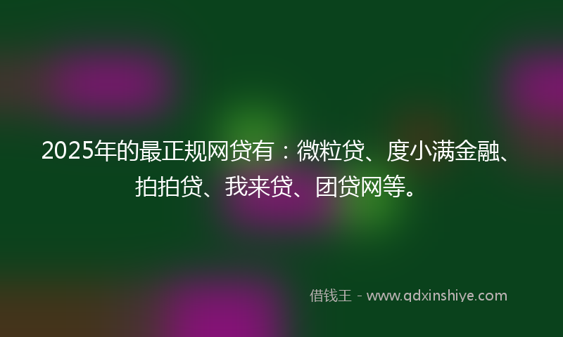 2025年的最正规网贷有：微粒贷、度小满金融、拍拍贷、我来贷、团贷网等。