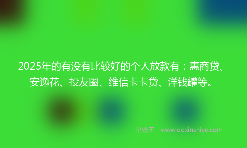 2025年的有没有比较好的个人放款有：惠商贷、安逸花、投友圈、维信卡卡贷、洋钱罐等。