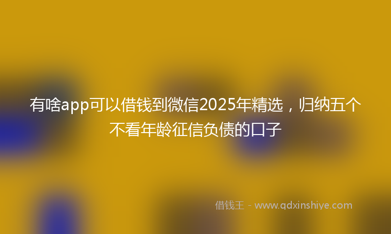 有啥app可以借钱到微信2025年精选，归纳五个不看年龄征信负债的口子