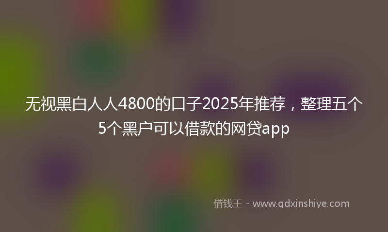 无视黑白人人4800的口子2025年推荐，整理五个5个黑户可以借款的网贷app