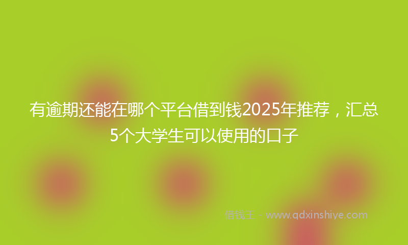 有逾期还能在哪个平台借到钱2025年推荐，汇总5个大学生可以使用的口子