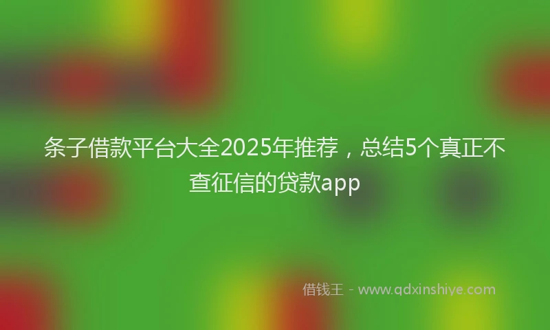 条子借款平台大全2025年推荐，总结5个真正不查征信的贷款app